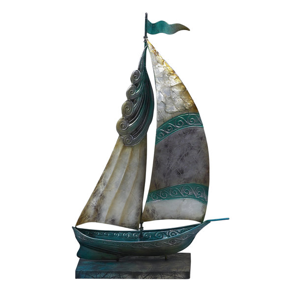 Longshore Tides Burholme Coastal Sail Boat Figurine & Reviews Wayfair